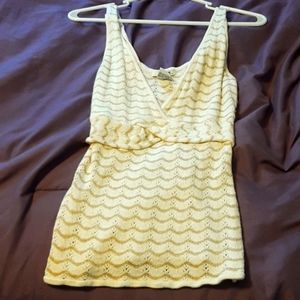 Yank beige with gold sparkle and white tank top